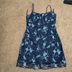 Floral Lace Nightdress - Blue